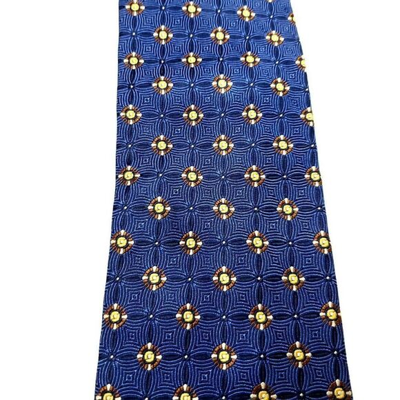 Jos A Bank Executive Silk Tie Woven Blue Geometric - Picture 2 of 6